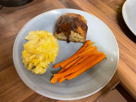 Bacon Roly-Poly with Seasonal veg