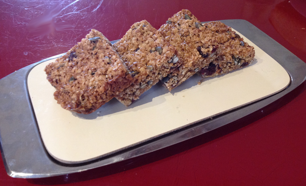 Lovely cranberry and pumpkin seed flapjacks