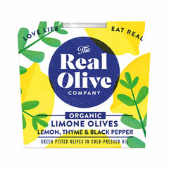 Organic Lemon, Thyme & Black Pepper Olives (150g)